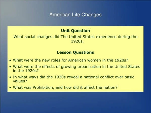 American Life Changes
