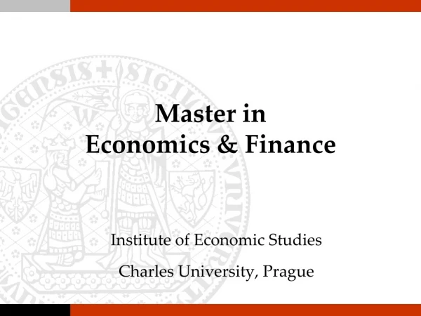 Master in  Economics &amp; Finance