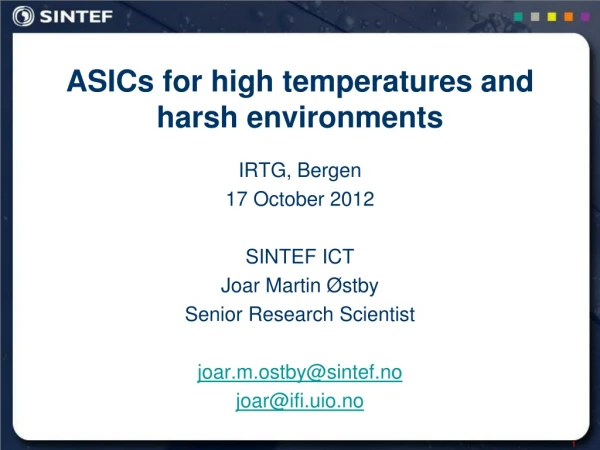 ASICs for high temperatures and harsh environments