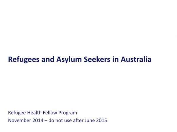 Refugees and Asylum Seekers in Australia