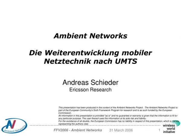 Ambient Networks Die Weiterentwicklung mobiler Netztechnik nach UMTS