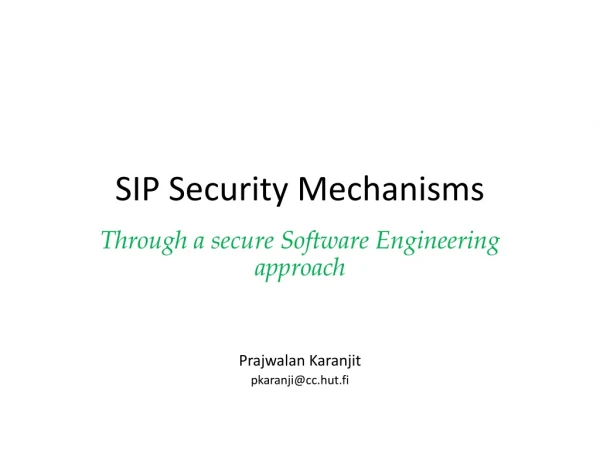 SIP Security Mechanisms