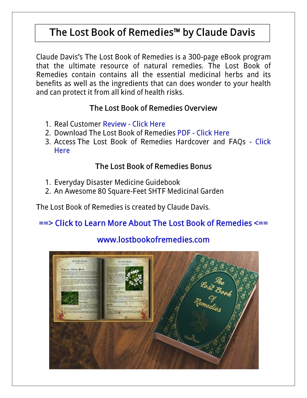 the lost book of remedies by claude davis