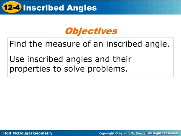Find the measure of an inscribed angle.