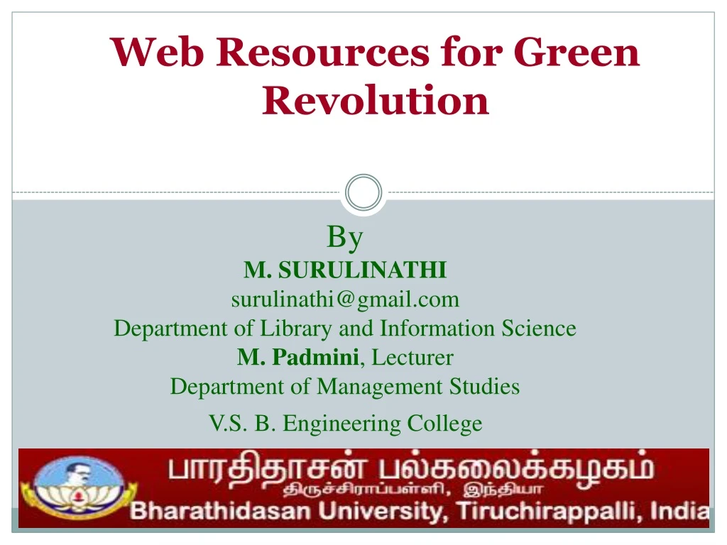 web resources for green revolution