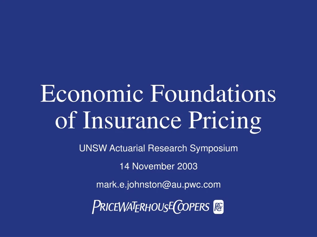 economic foundations of insurance pricing