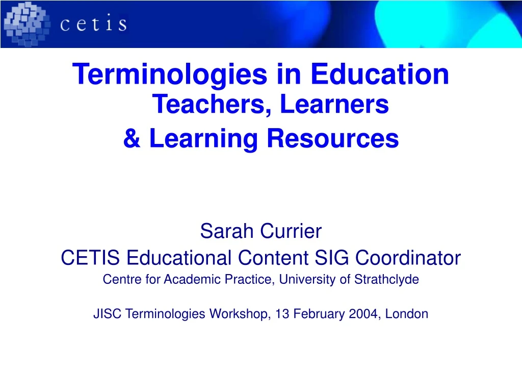 terminologies in education teachers learners