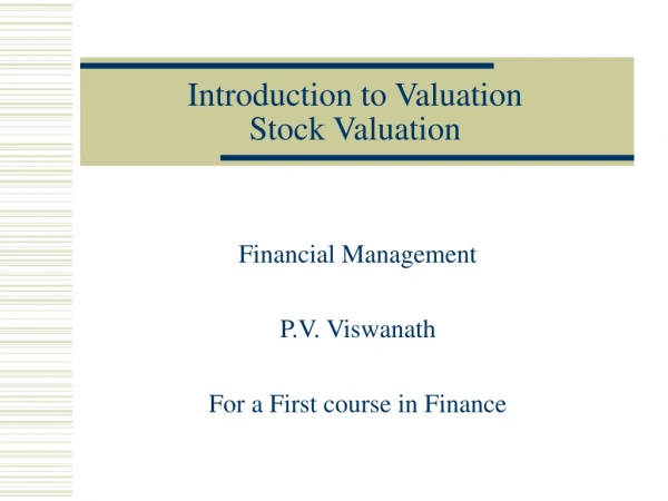 Introduction to Valuation Stock Valuation