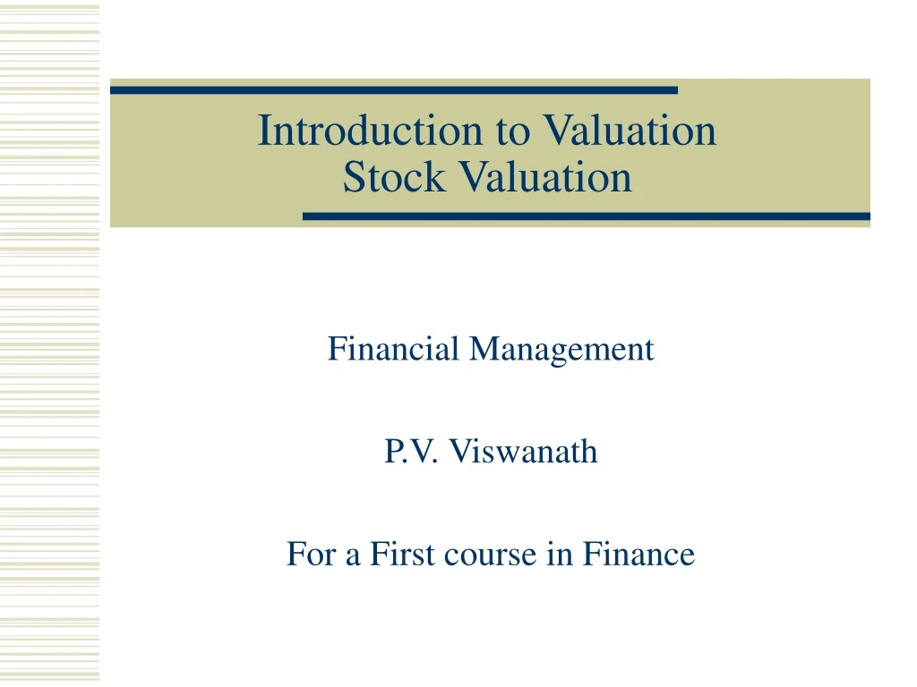 introduction to valuation stock valuation