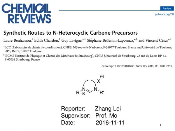 Reporter:      Zhang Lei Supervisor:   Prof. Mo Date:             2016-11-11