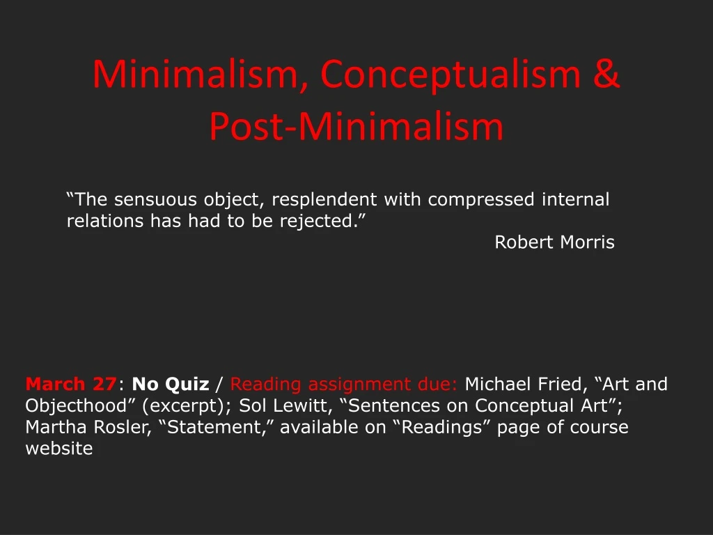 minimalism conceptualism post minimalism