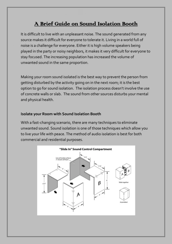 A Brief Guide on Sound Isolation Booth