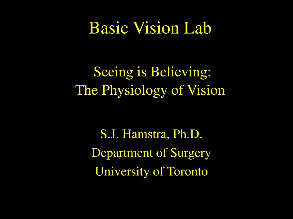 basic vision lab seeing is believing the physiology of vision