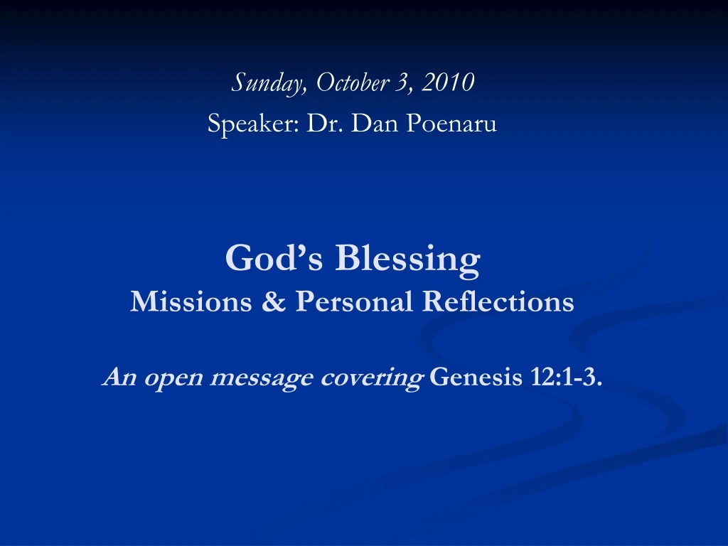 god s blessing missions personal reflections an open message covering genesis 12 1 3