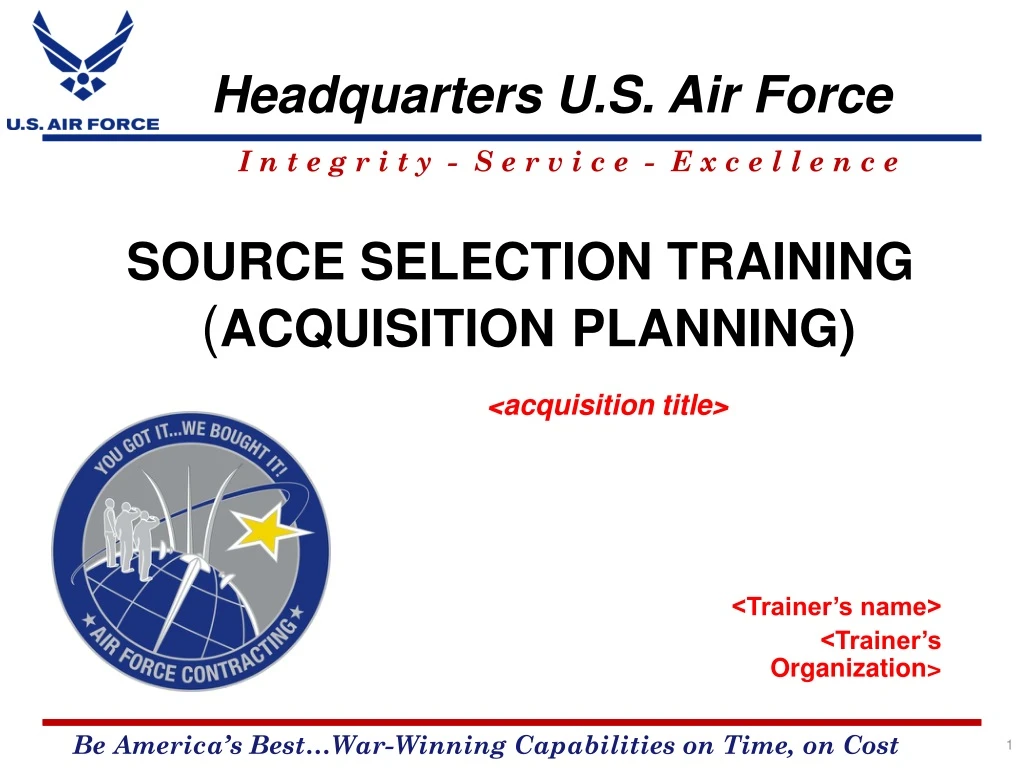 source selection training acquisition planning