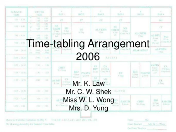 Time-tabling Arrangement  2006