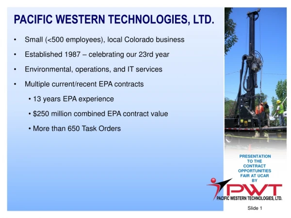 PACIFIC WESTERN TECHNOLOGIES, LTD. Small (&lt;500 employees), local Colorado business