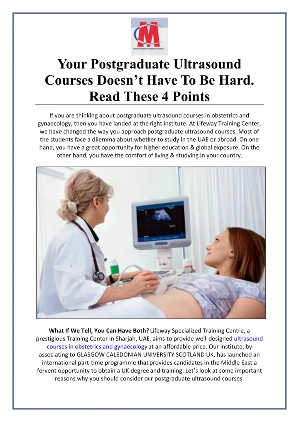 Your Postgraduate Ultrasound Courses Doesn’t Have To Be Hard. Read These 4 Points
