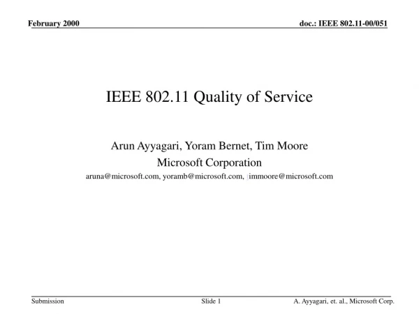IEEE 802.11 Quality of Service