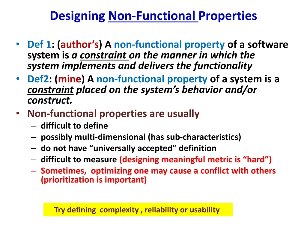 designing non functional properties