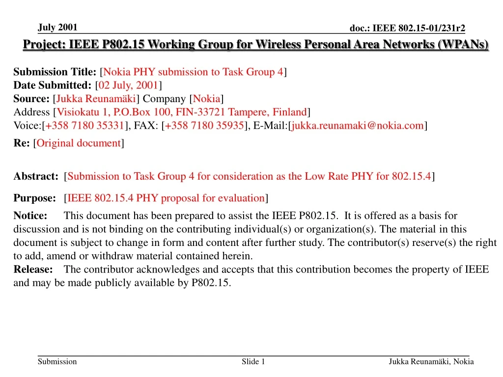 project ieee p802 15 working group for wireless