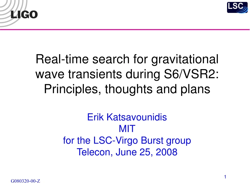real time search for gravitational wave