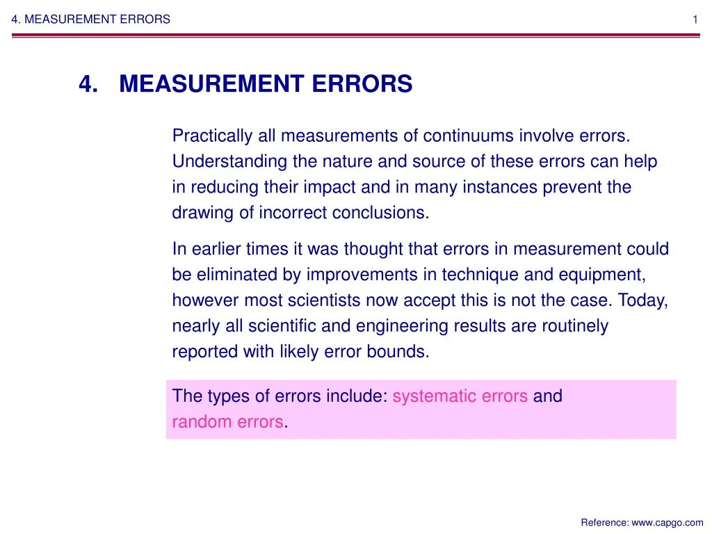 the types of errors include systematic errors