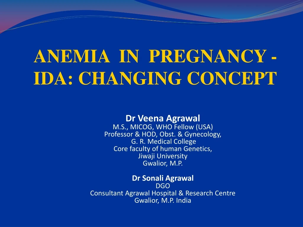 anemia in pregnancy ida changing concept