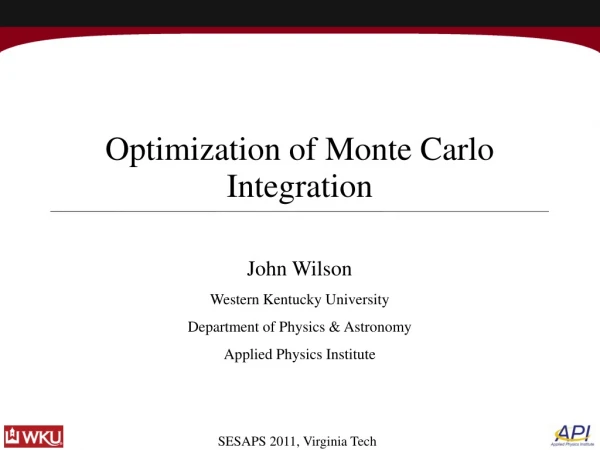 Optimization of Monte Carlo Integration