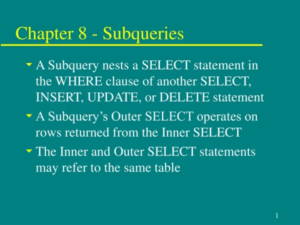 Chapter 8 - Subqueries