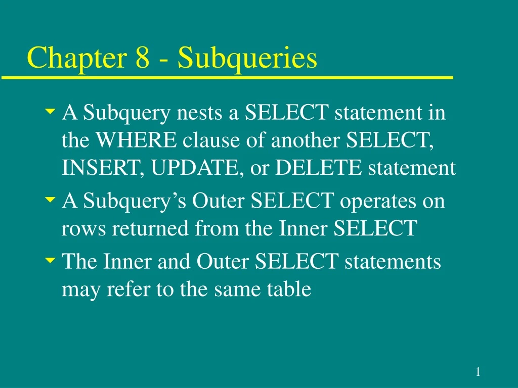 chapter 8 subqueries