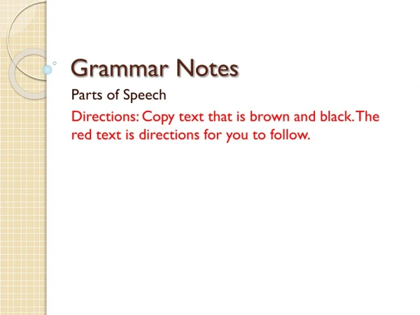 Grammar Notes