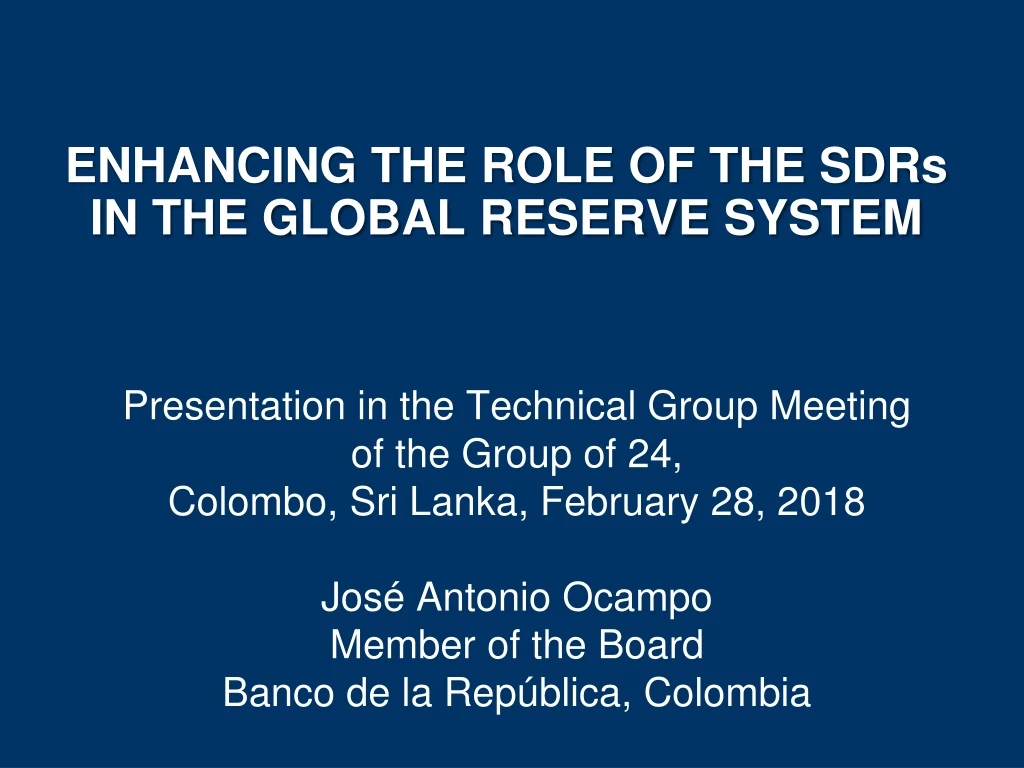 enhancing the role of the sdrs in the global reserve system
