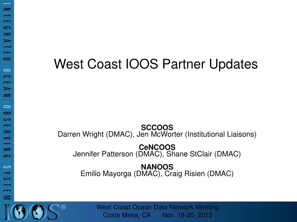 west coast ioos partner updates