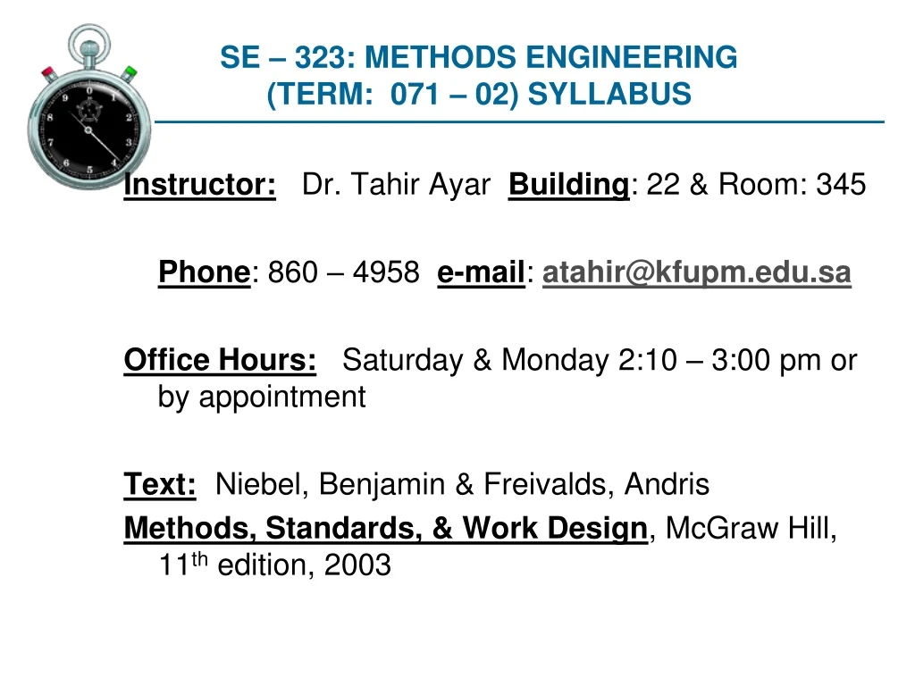 se 323 methods engineering term 071 02 syllabus