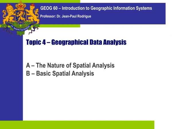 Topic 4 – Geographical Data Analysis