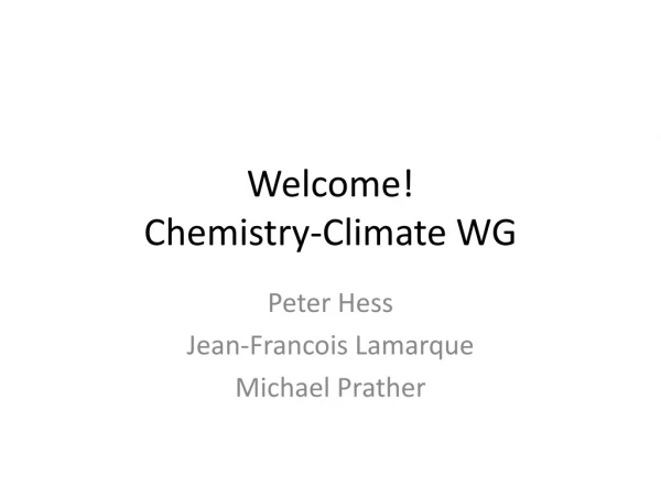 Welcome! Chemistry-Climate WG