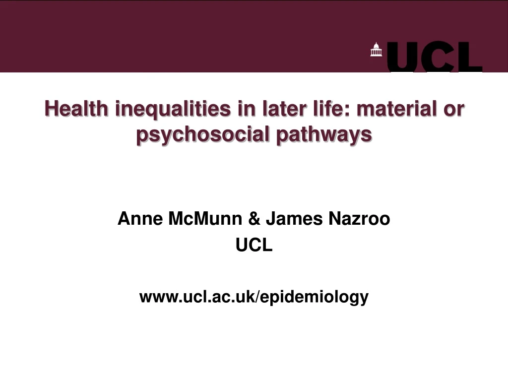 health inequalities in later life material or psychosocial pathways