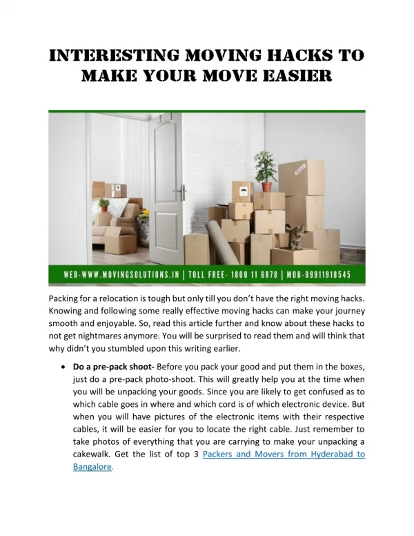 Interesting Moving Hacks To Make Your Move Easier