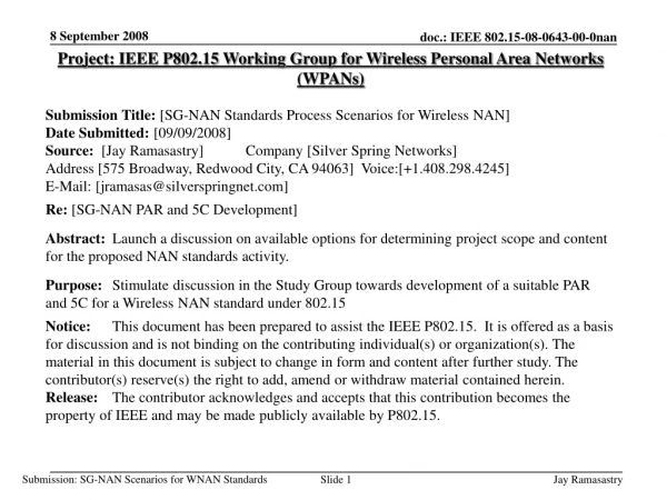 Project: IEEE P802.15 Working Group for Wireless Personal Area Networks (WPANs)