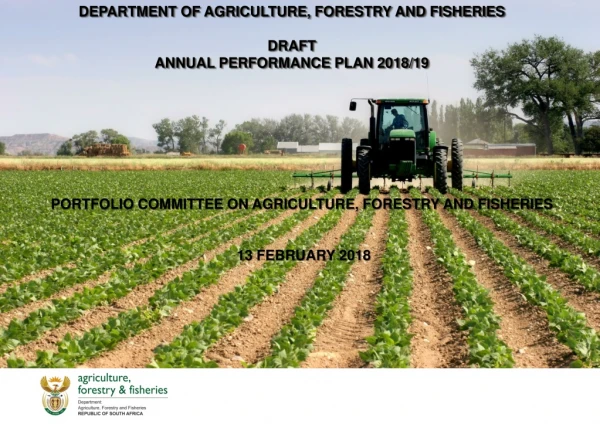 DEPARTMENT OF AGRICULTURE, FORESTRY AND FISHERIES  DRAFT ANNUAL PERFORMANCE PLAN 2018/19