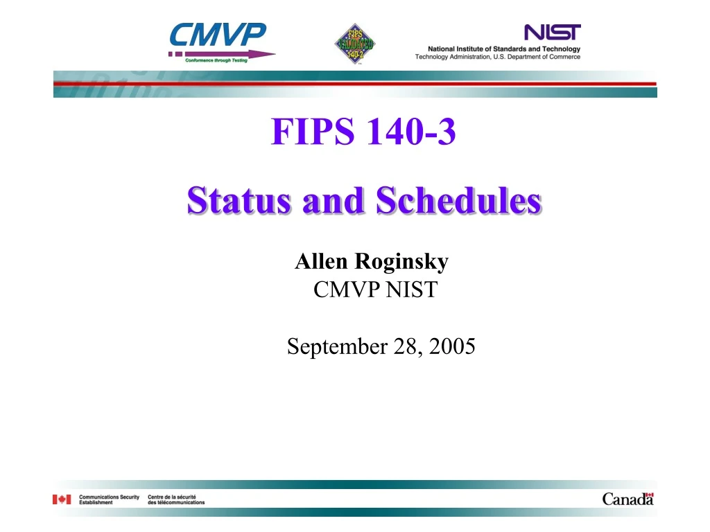 fips 140 3 status and schedules