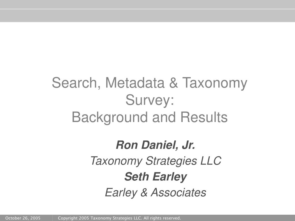 search metadata taxonomy survey background and results