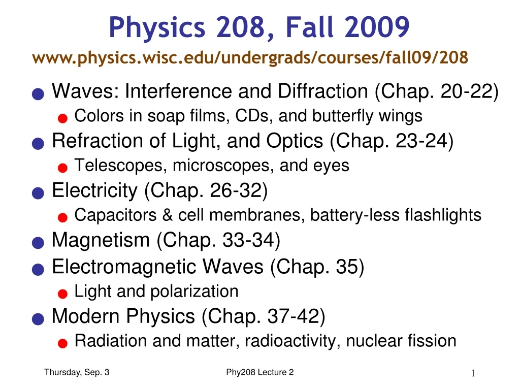 physics 208 fall 2009