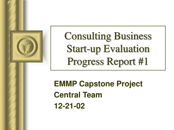 Consulting Business Start-up Evaluation Progress Report #1