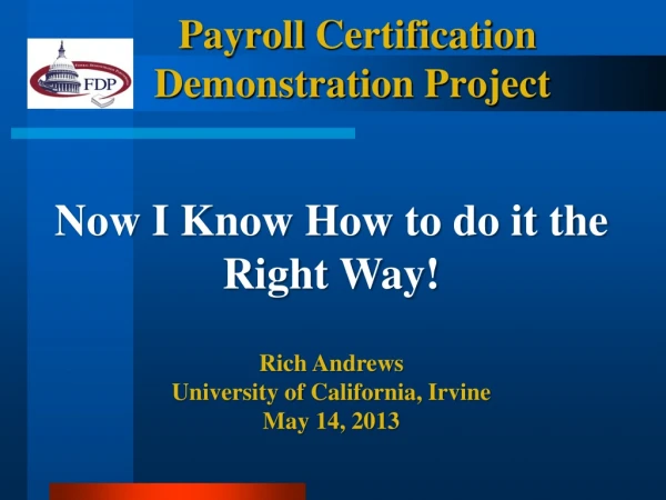 Payroll  Certification Demonstration Project