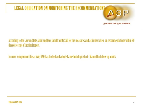 LEGAL OBLIGATION ON MONITORING THE RECOMMENDATIONS