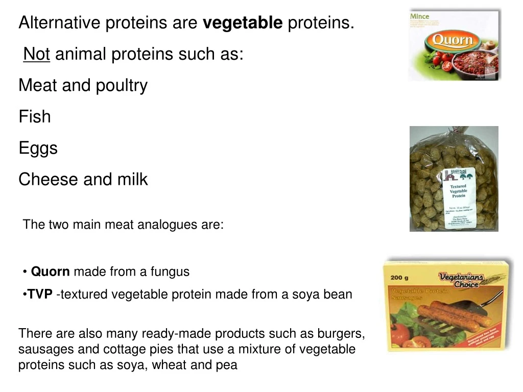 alternative proteins are vegetable proteins