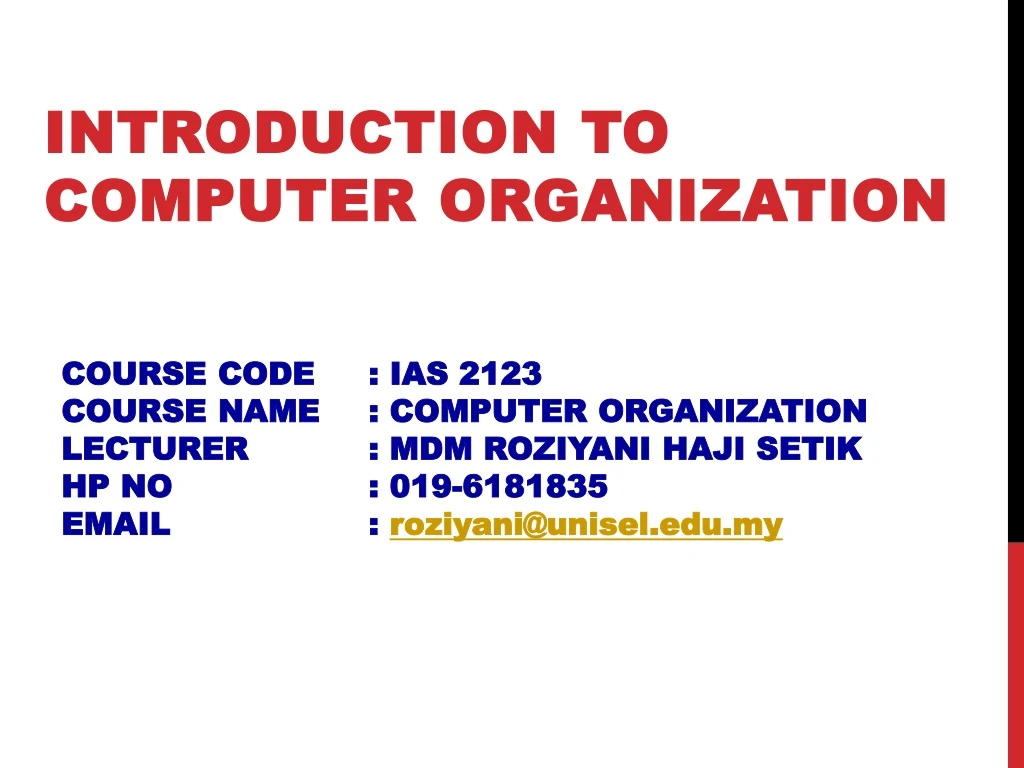 introduction to computer organization