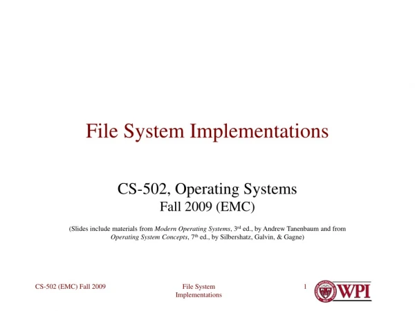 File System Implementations
